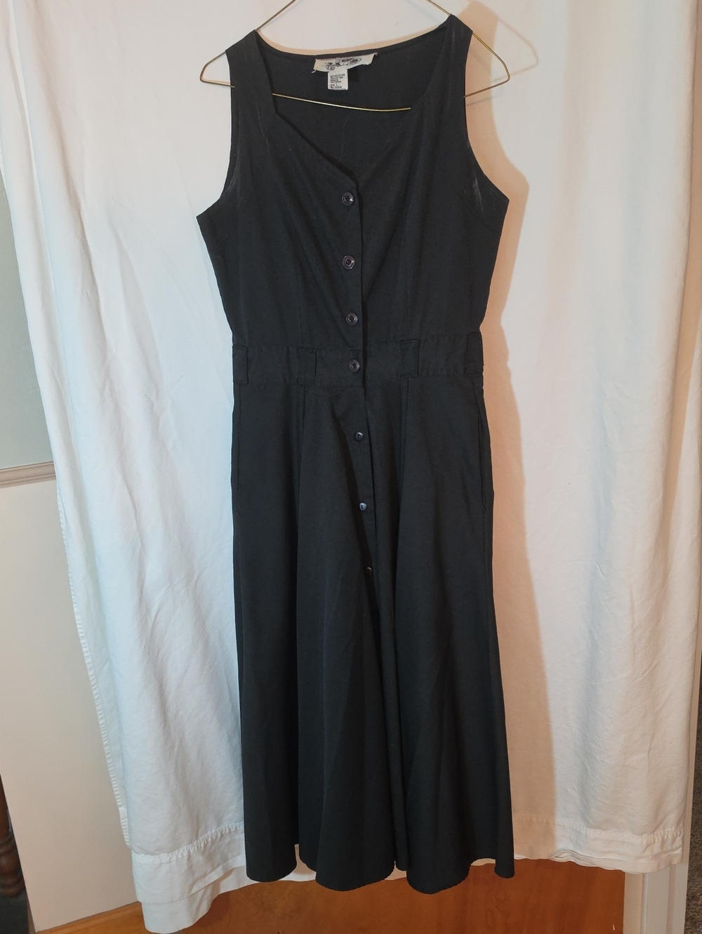 Coldwater Creek Black Sleeveless Button-Front Midi Dress
